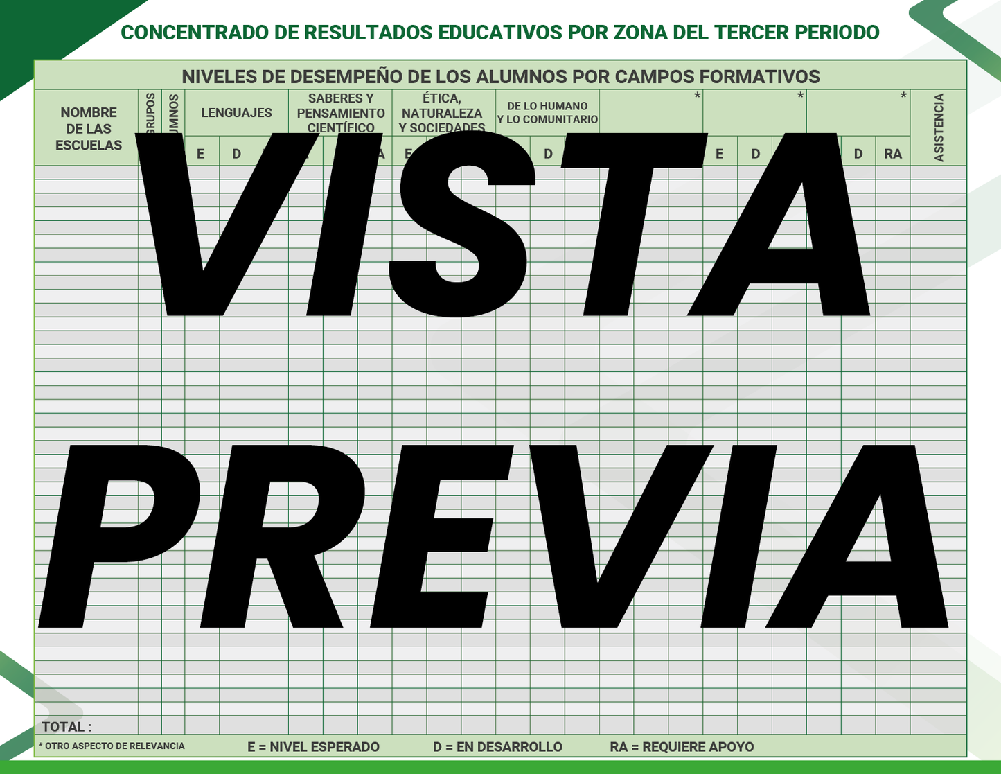 Agenda Formal Verde SUPERVISOR Preescolar