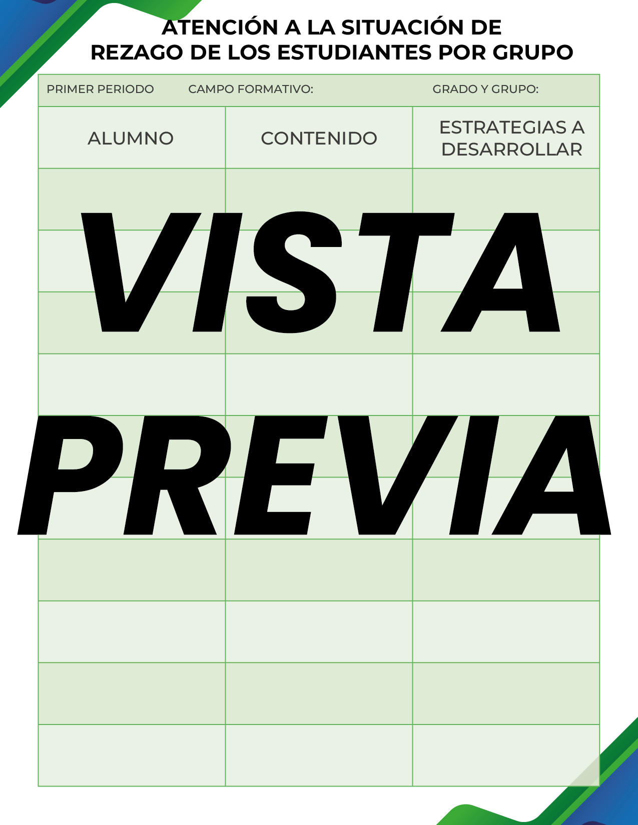 Agenda Formal Verde-azul MAESTRO Secundaria