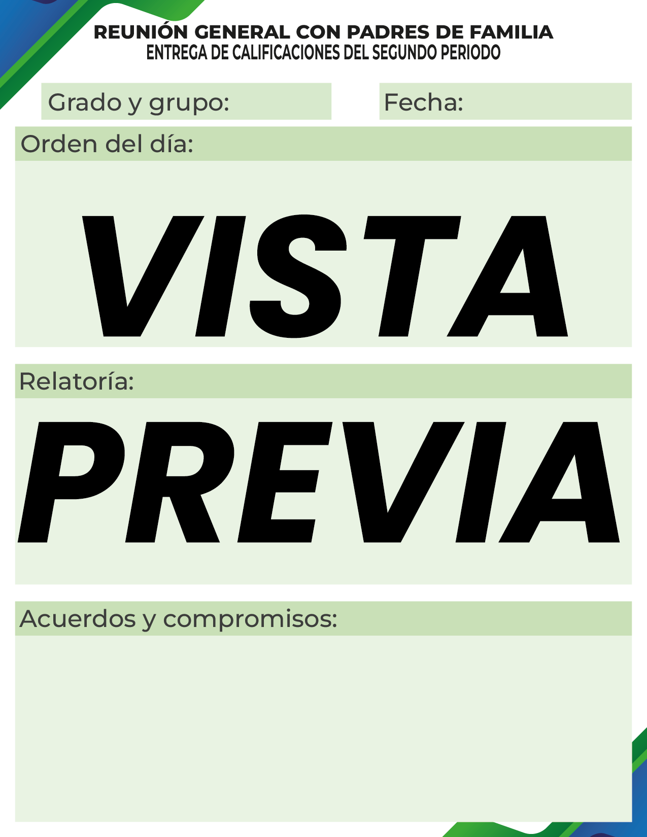 Agenda Formal Verde-azul MAESTRO Secundaria
