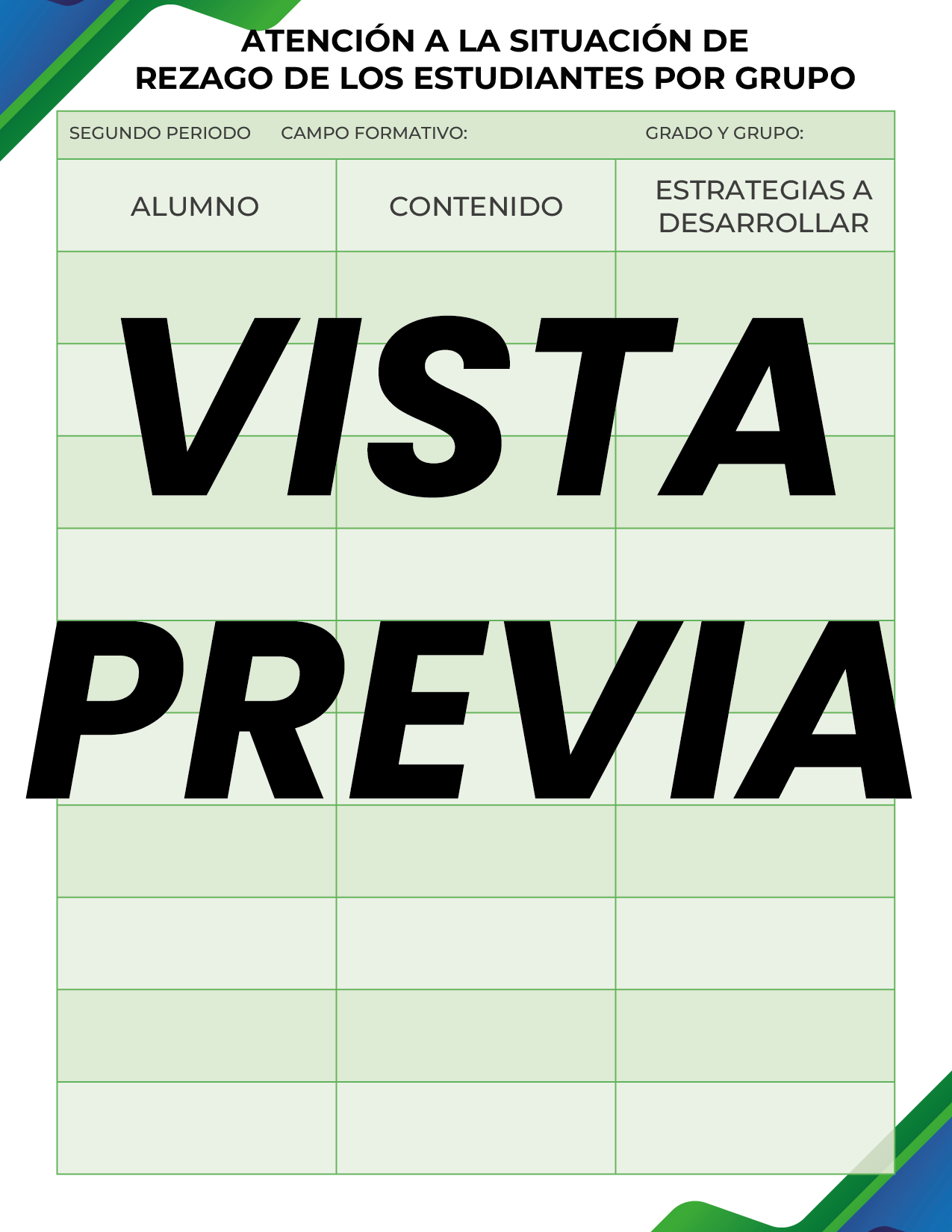 Agenda Formal Verde-azul MAESTRO Secundaria