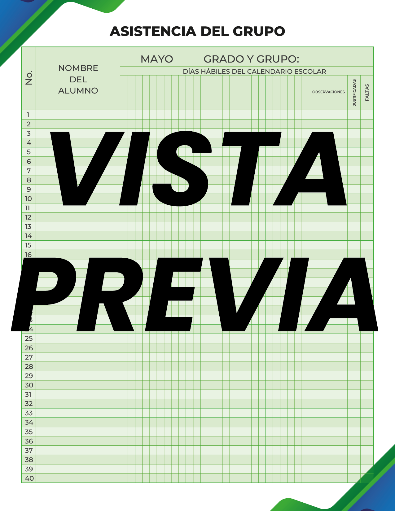 Agenda Formal Verde-azul MAESTRO Secundaria