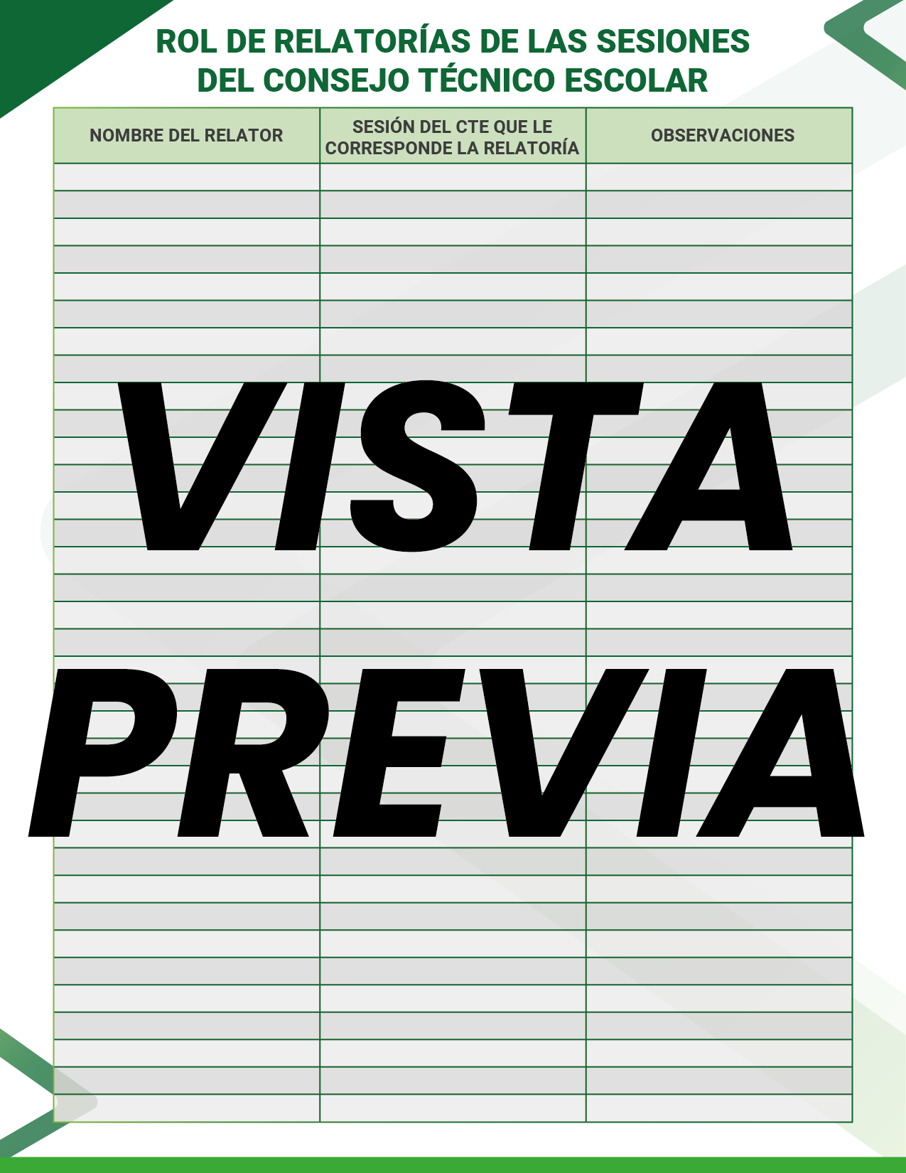 Agenda Formal Verde SUPERVISOR Preescolar