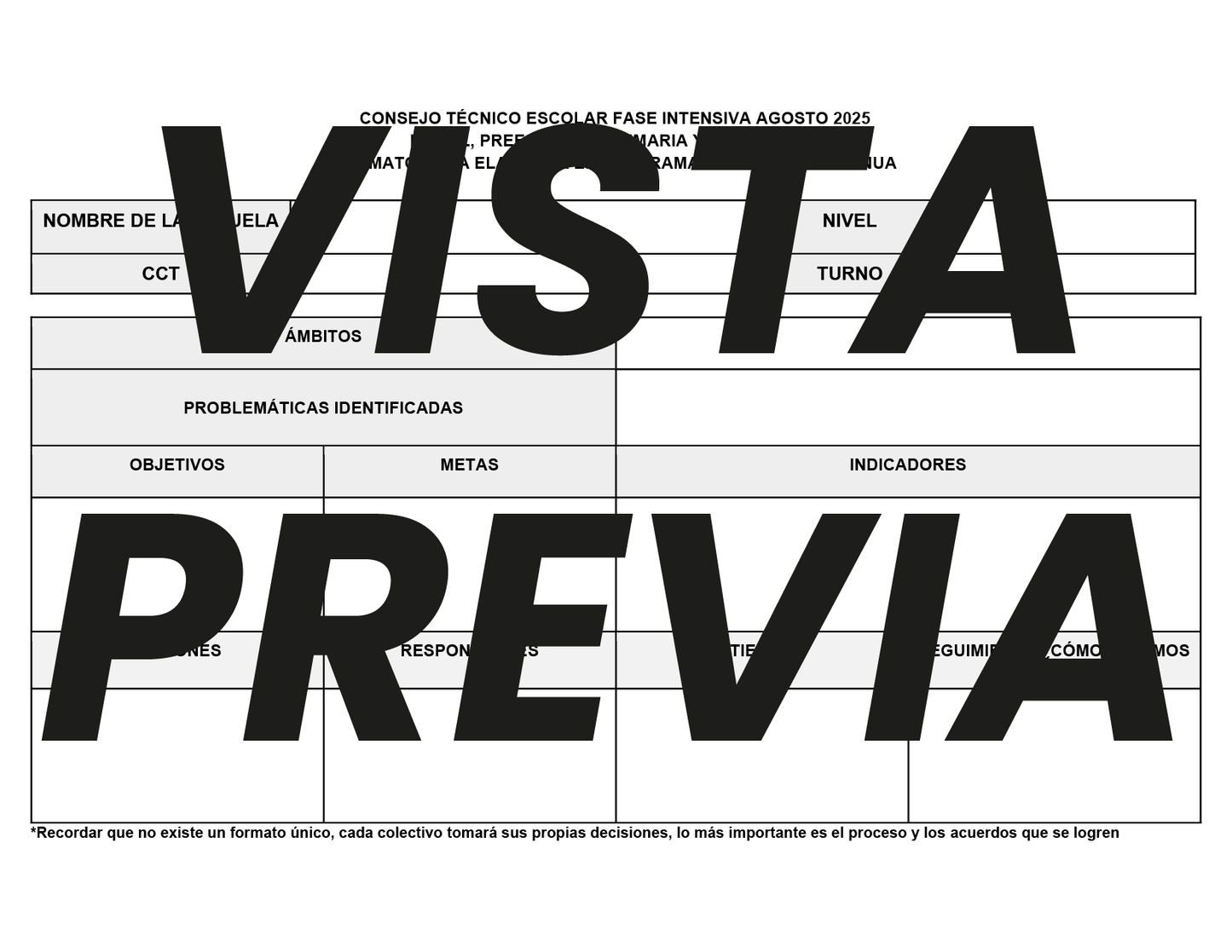 FORMATO PARA ELABORAR EL PROGRAMA DE MEJORA CONTINUA (Editable en Word)
