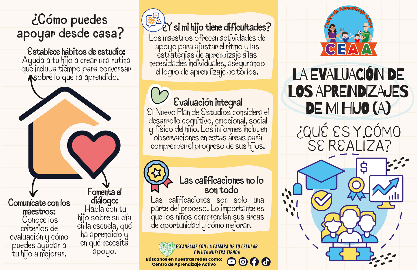 Tríptico LA EVALUACIÓN DE LOS APRENDIZAJES DE MI HIJO (A) en PDF