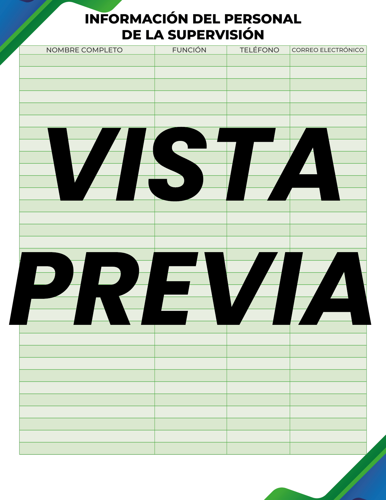 Agenda Formal Verde-azul SUPERVISOR Primaria