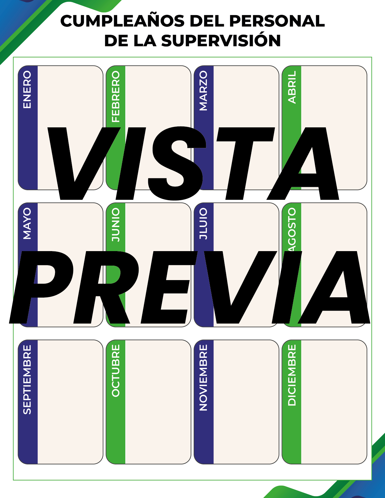 Agenda Formal Verde-azul SUPERVISOR Primaria