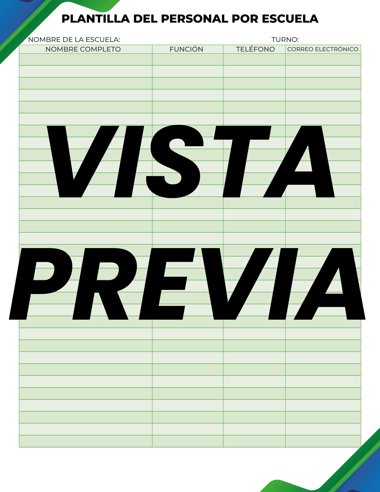 Agenda Formal Verde-azul SUPERVISOR Primaria