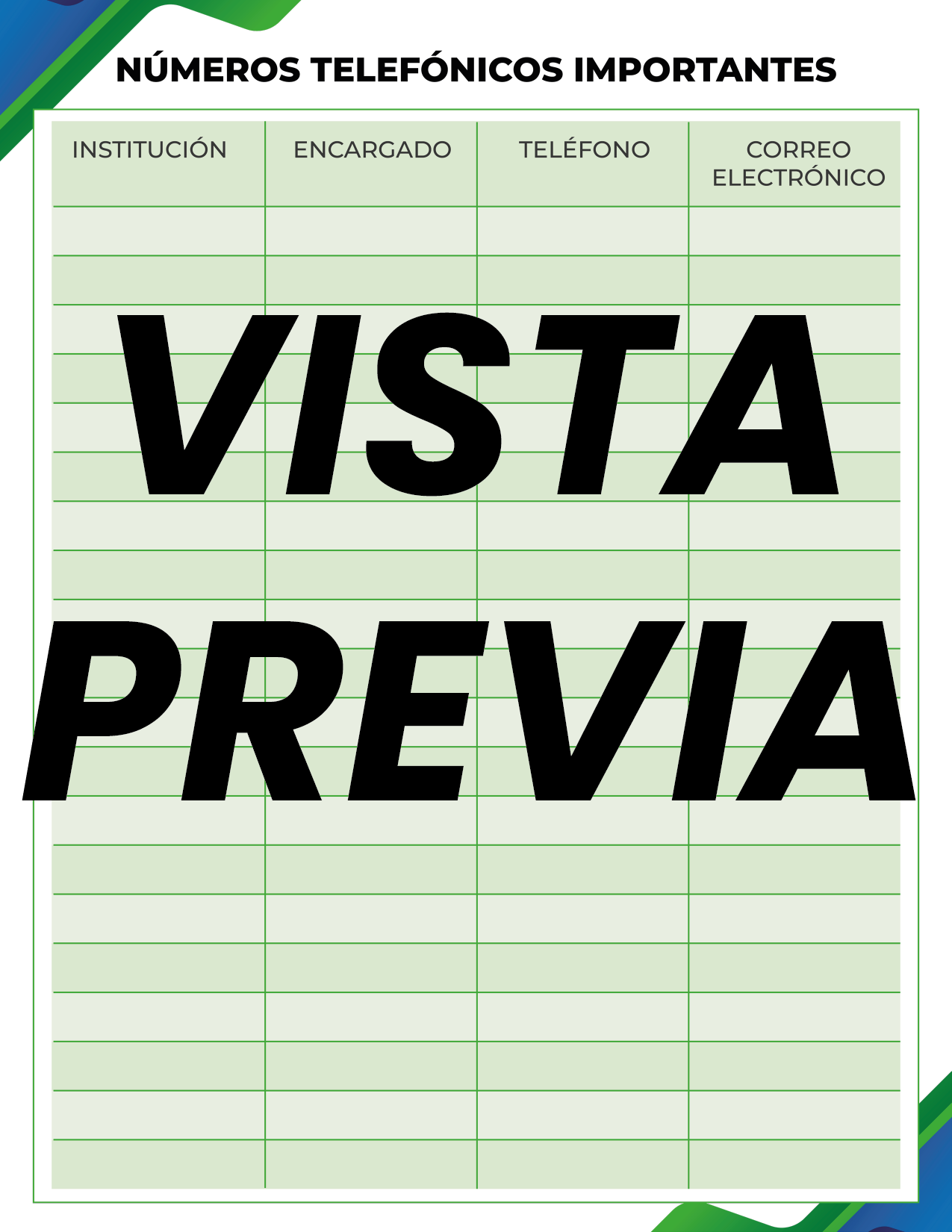 Agenda Formal Verde-azul SUPERVISOR Primaria