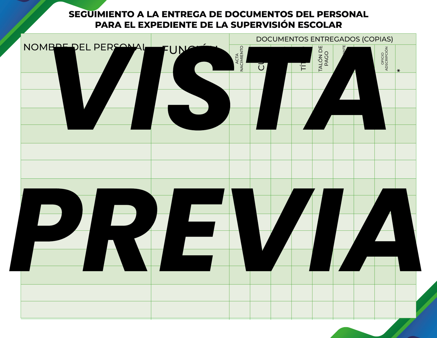 Agenda Formal Verde-azul SUPERVISOR Primaria