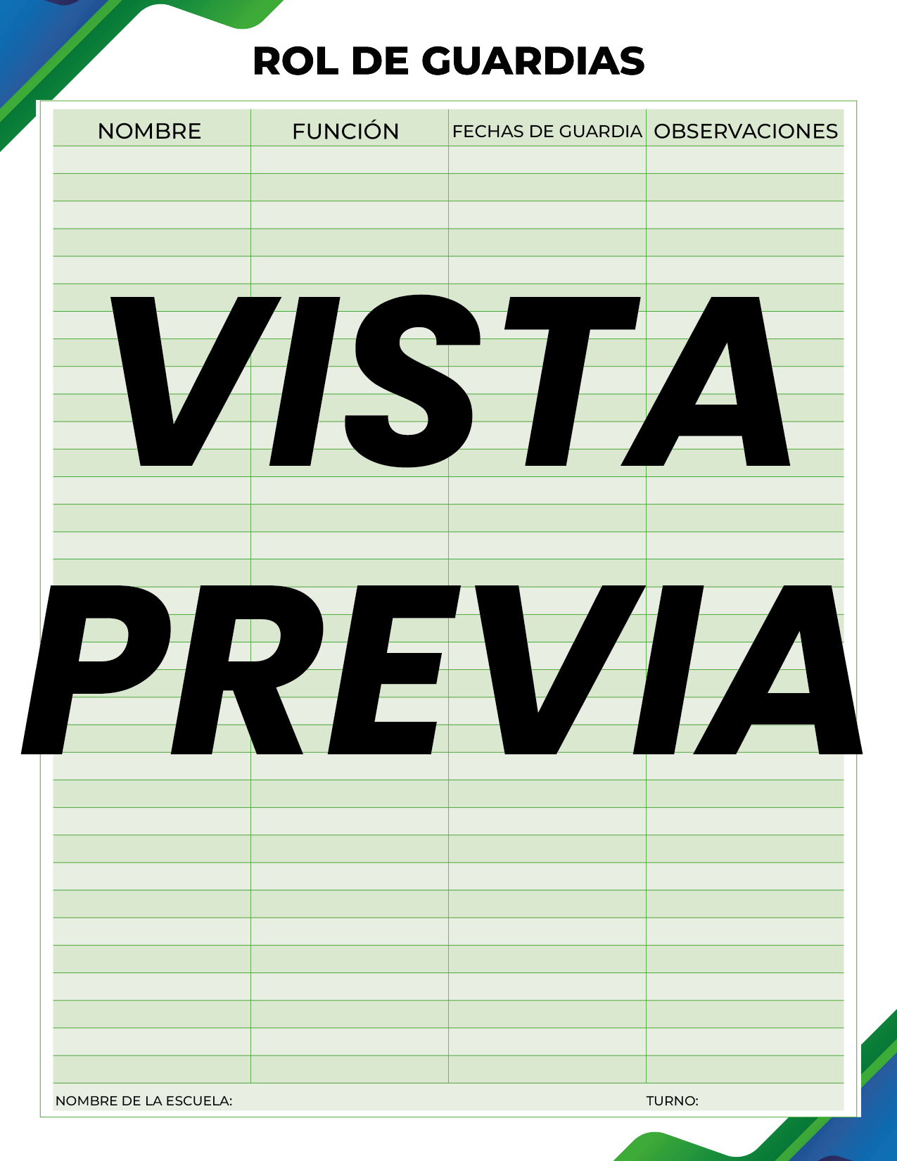 Agenda Formal Verde-azul SUPERVISOR Primaria