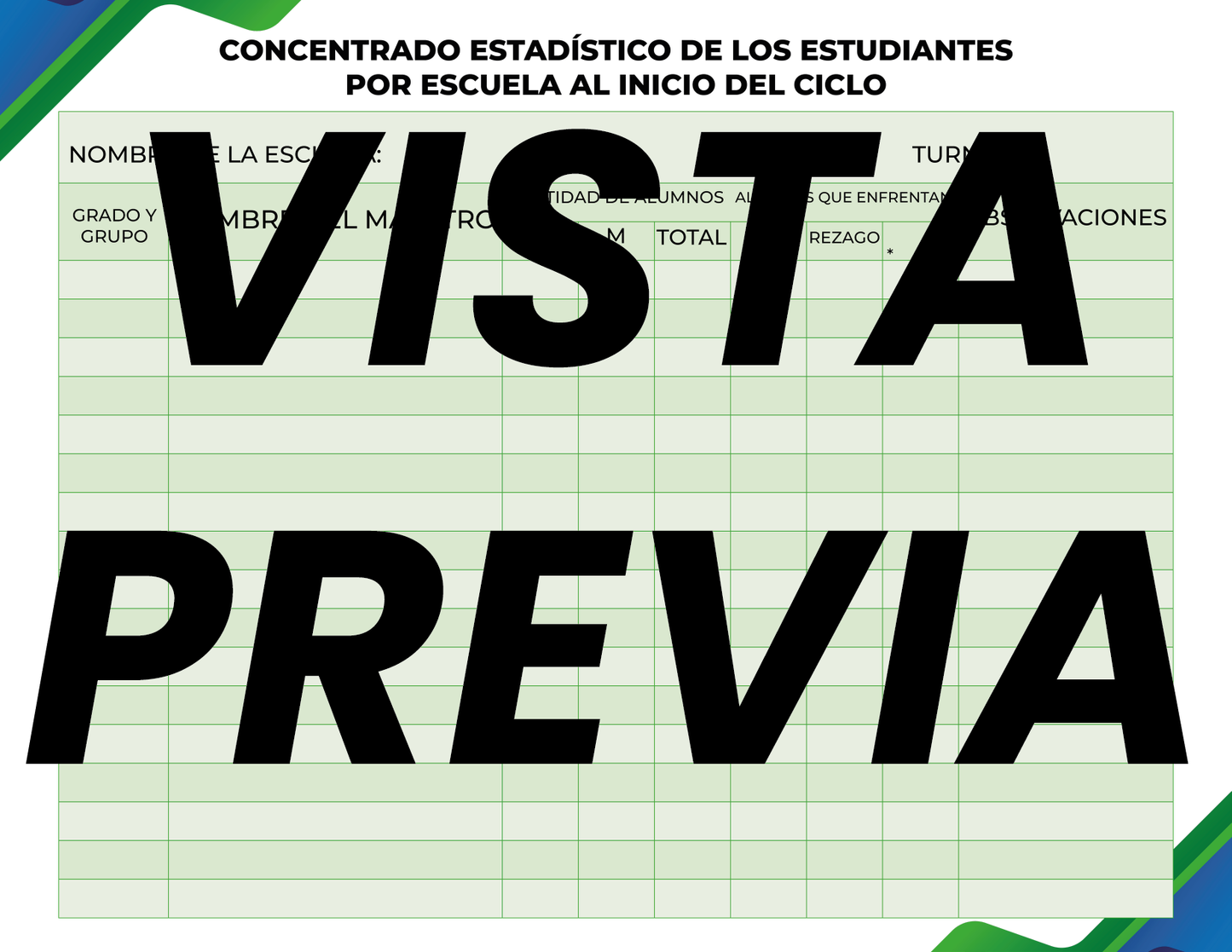 Agenda Formal Verde-azul SUPERVISOR Primaria