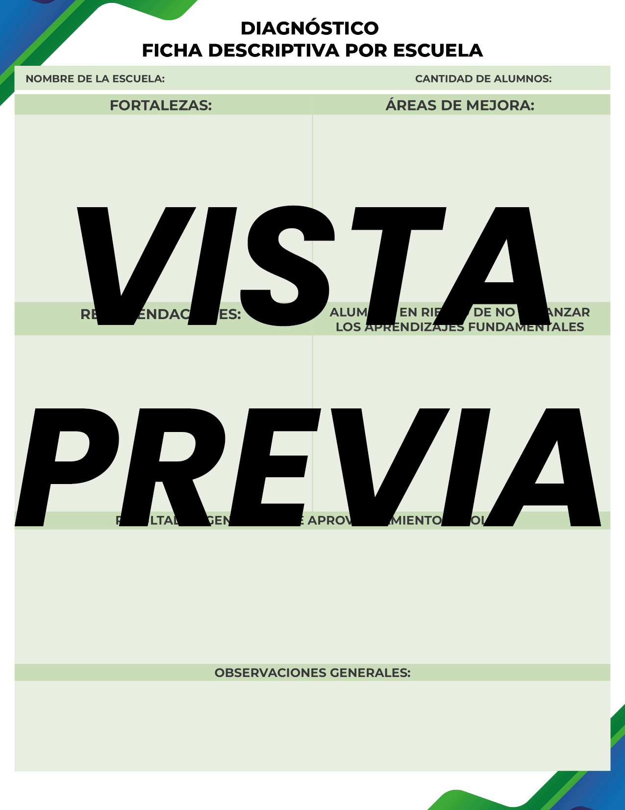 Agenda Formal Verde-azul SUPERVISOR Primaria