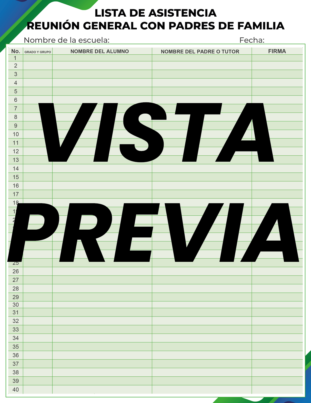 Agenda Formal Verde-azul SUPERVISOR Primaria