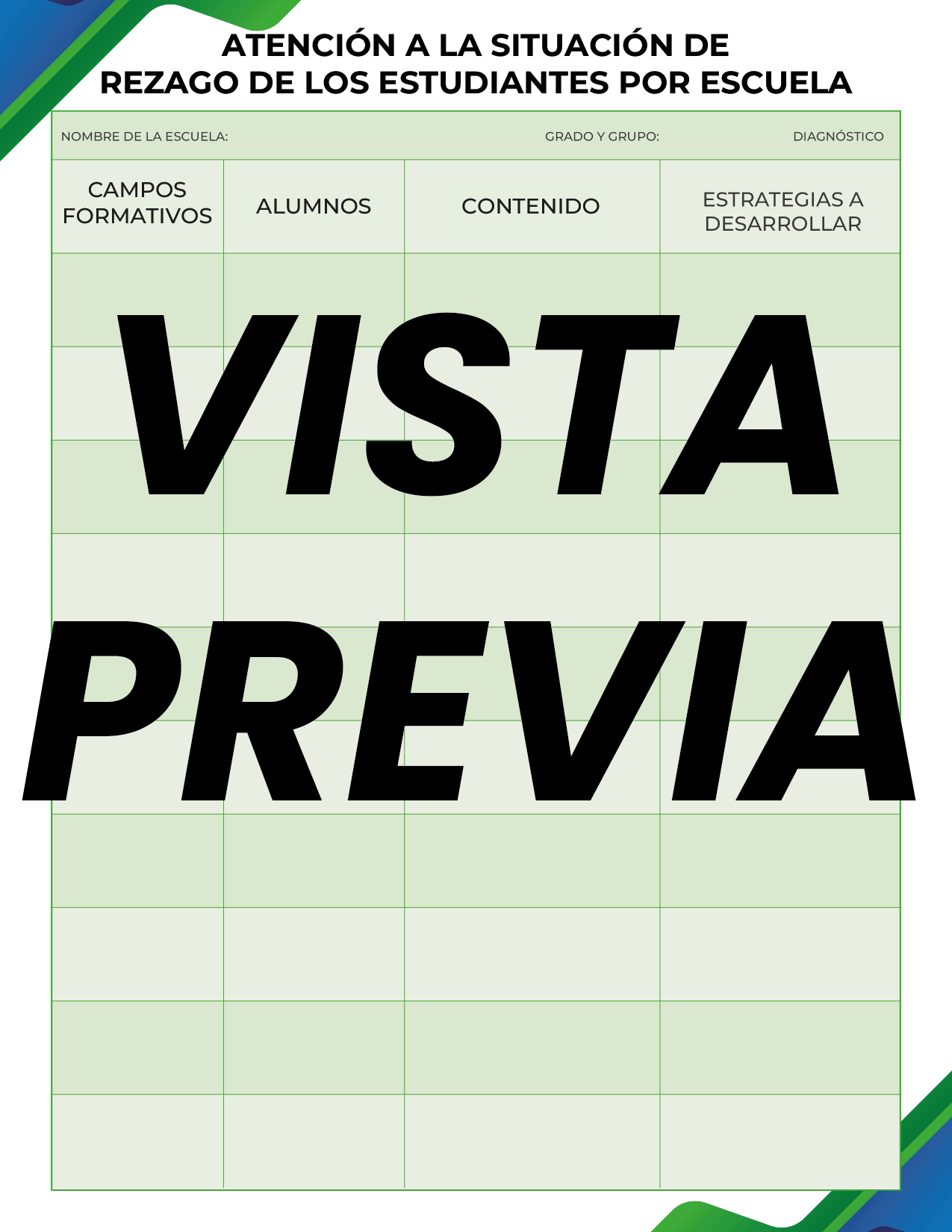 Agenda Formal Verde-azul SUPERVISOR Primaria