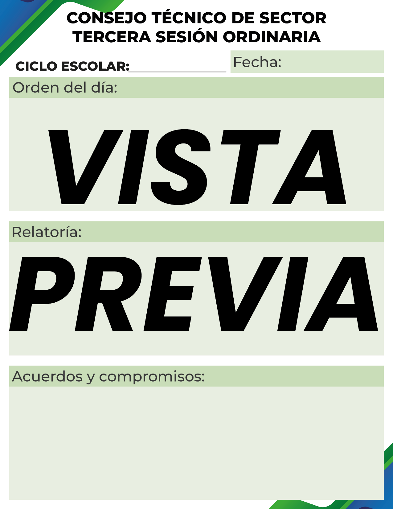 Agenda Formal Verde-azul SUPERVISOR Primaria