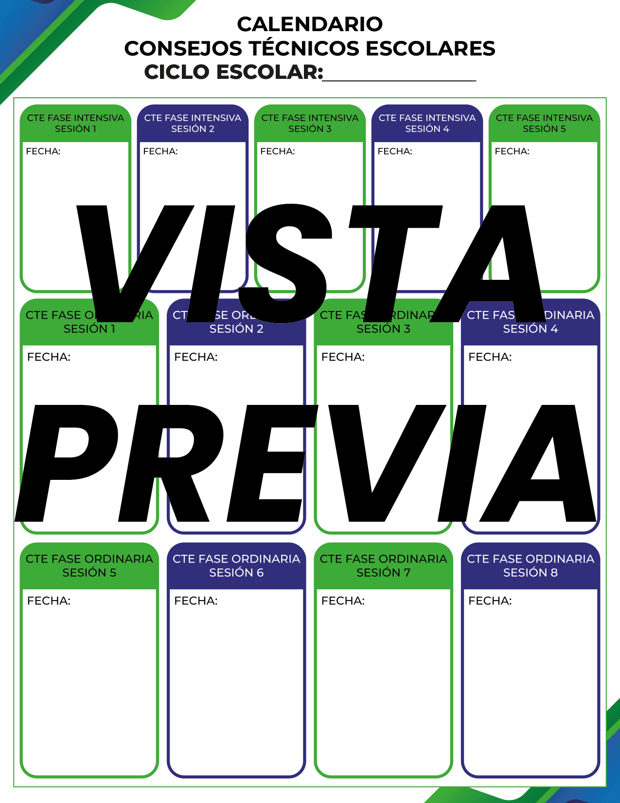Agenda Formal Verde-azul SUPERVISOR Primaria