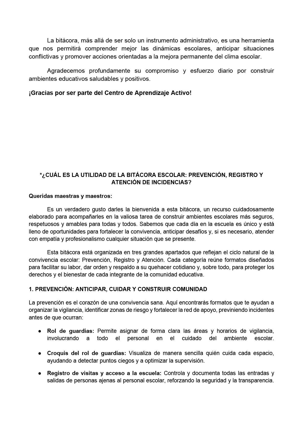 BITÁCORA PARA LA PREVENCIÓN, REGISTRO Y ATENCIÓN DE INCIDENCIAS Y ACOSO ESCOLAR (Editable en Word, se incluye en el paquete del tema 3 y 4)