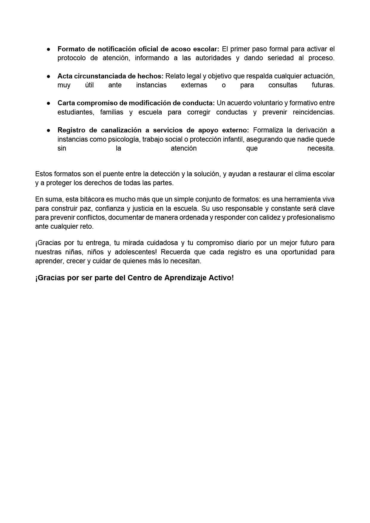 BITÁCORA PARA LA PREVENCIÓN, REGISTRO Y ATENCIÓN DE INCIDENCIAS Y ACOSO ESCOLAR (Editable en Word, se incluye en el paquete del tema 3 y 4)