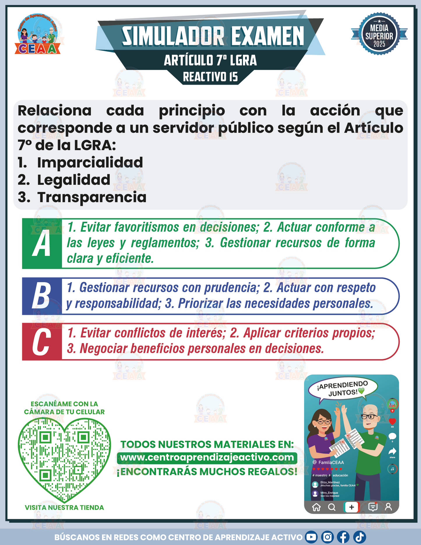 Simulador de Examen Artículo 7° de la Ley General de Responsabilidades Administrativas (LGRA) - Media Superior