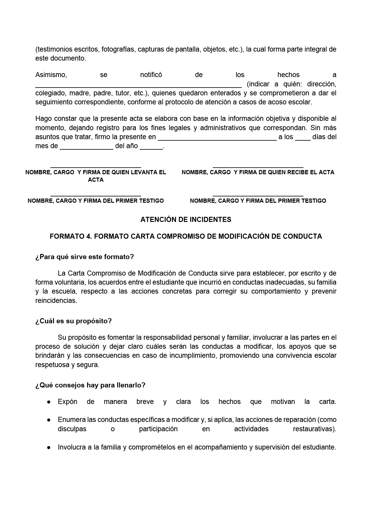 BITÁCORA PARA LA PREVENCIÓN, REGISTRO Y ATENCIÓN DE INCIDENCIAS Y ACOSO ESCOLAR (Editable en Word, se incluye en el paquete del tema 3 y 4)
