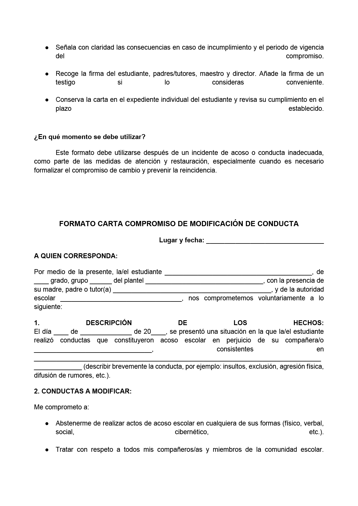 BITÁCORA PARA LA PREVENCIÓN, REGISTRO Y ATENCIÓN DE INCIDENCIAS Y ACOSO ESCOLAR (Editable en Word, se incluye en el paquete del tema 3 y 4)