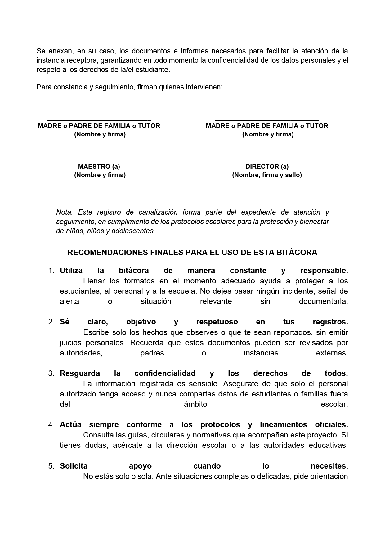 BITÁCORA PARA LA PREVENCIÓN, REGISTRO Y ATENCIÓN DE INCIDENCIAS Y ACOSO ESCOLAR (Editable en Word, se incluye en el paquete del tema 3 y 4)