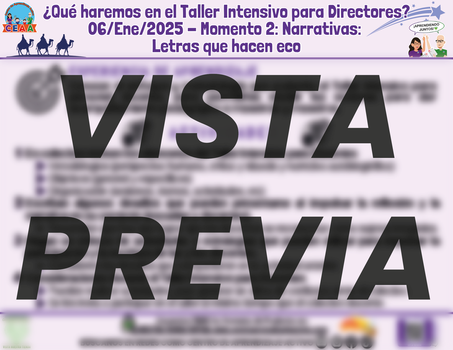 Infografía ¿Qué haremos en la Sesión del Taller Intensivo para Directores? Momento 2 Enero 2025