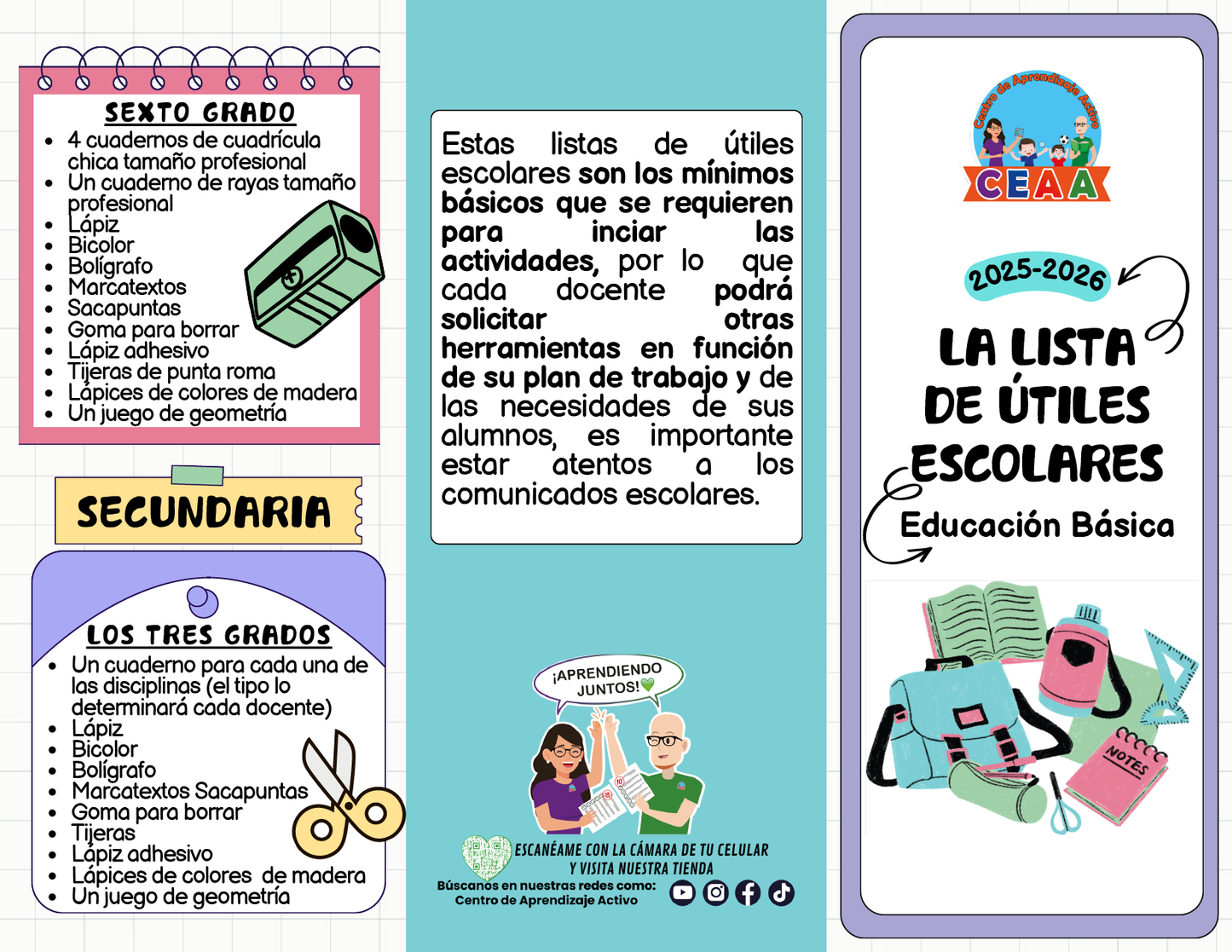 Tríptico LA LISTA DE ÚTILES ESCOLARES en PDF
