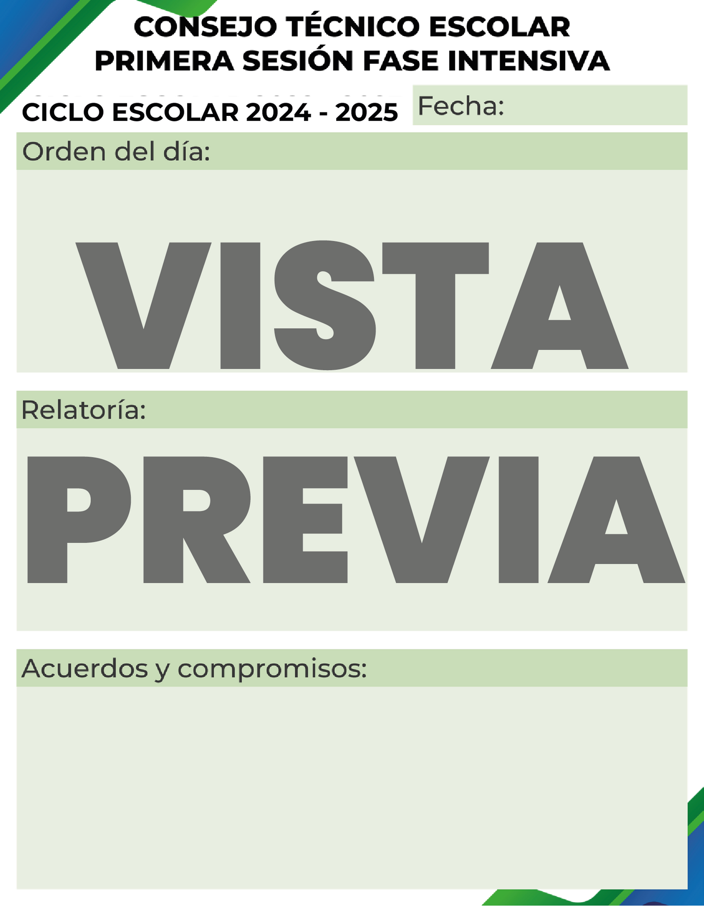 Agenda Formal SUPERVISOR Preescolar Ciclo Escolar 2024 - 2025 en PDF