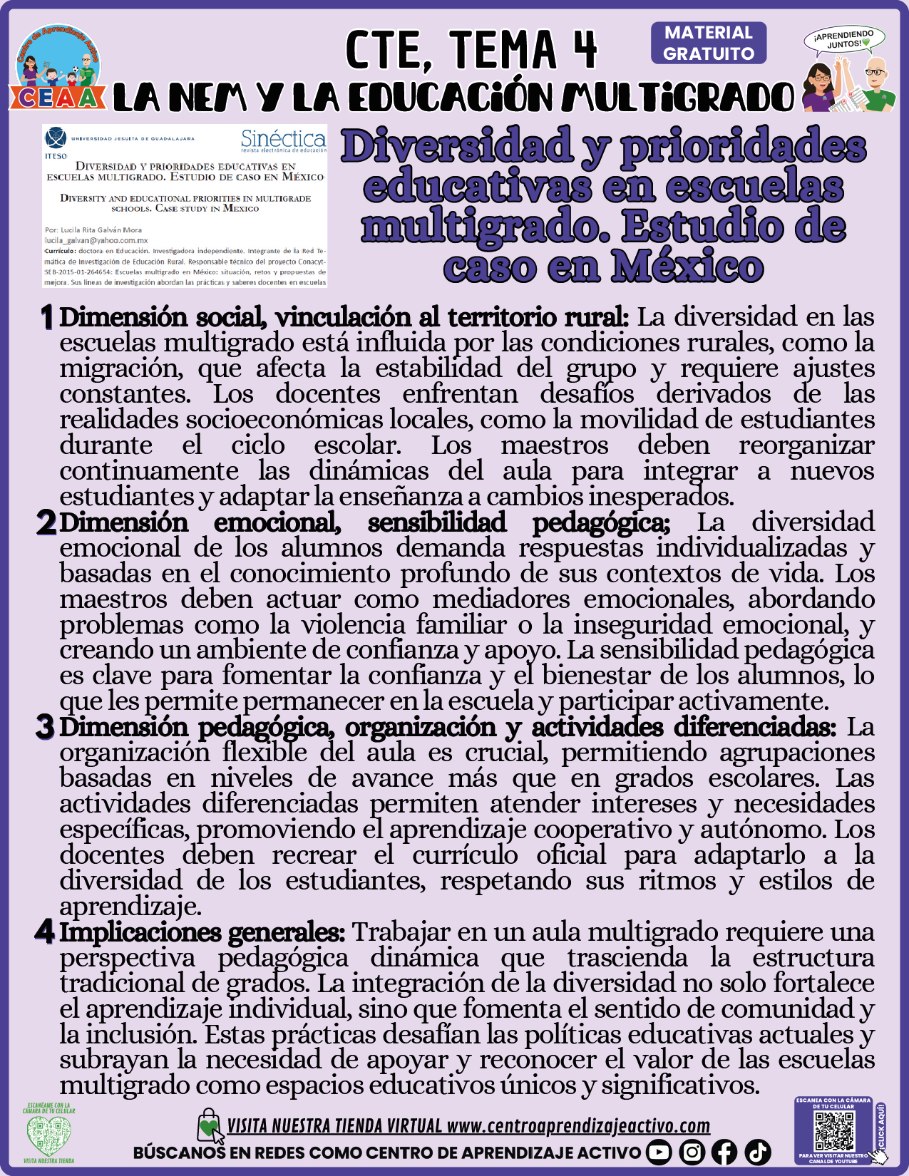 Infografía CTE Tema 4: Diversidad y prioridades educativas en escuelas multigrado. Estudio de caso en México