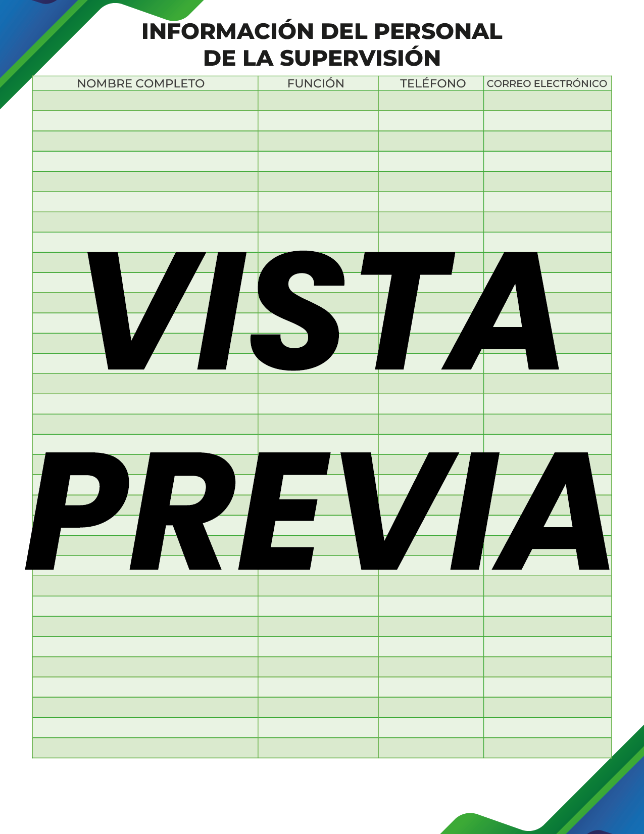 Agenda Formal Verde-azul SUPERVISOR Secundaria