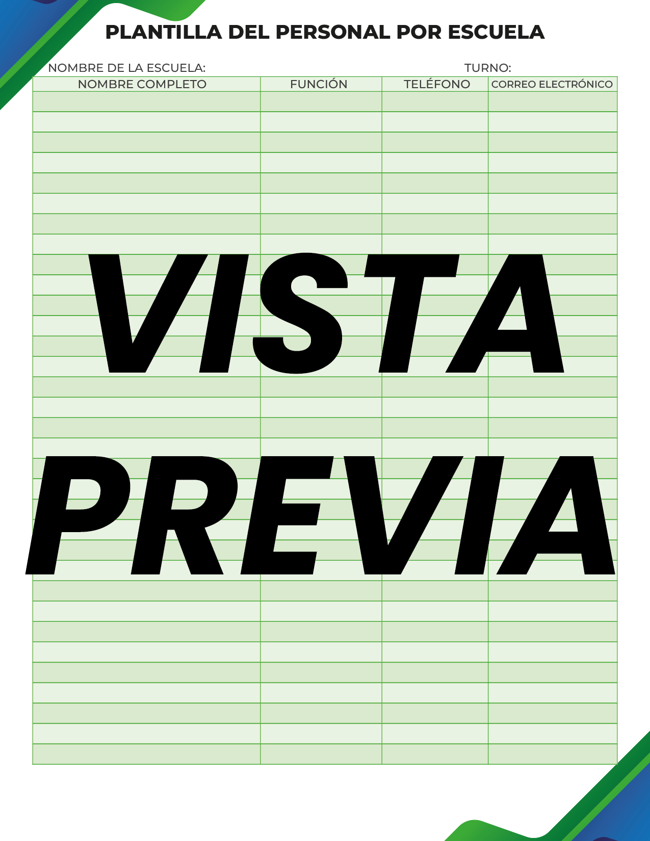 Agenda Formal Verde-azul SUPERVISOR Secundaria