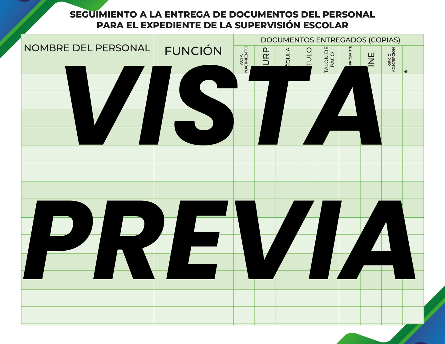 Agenda Formal Verde-azul SUPERVISOR Secundaria