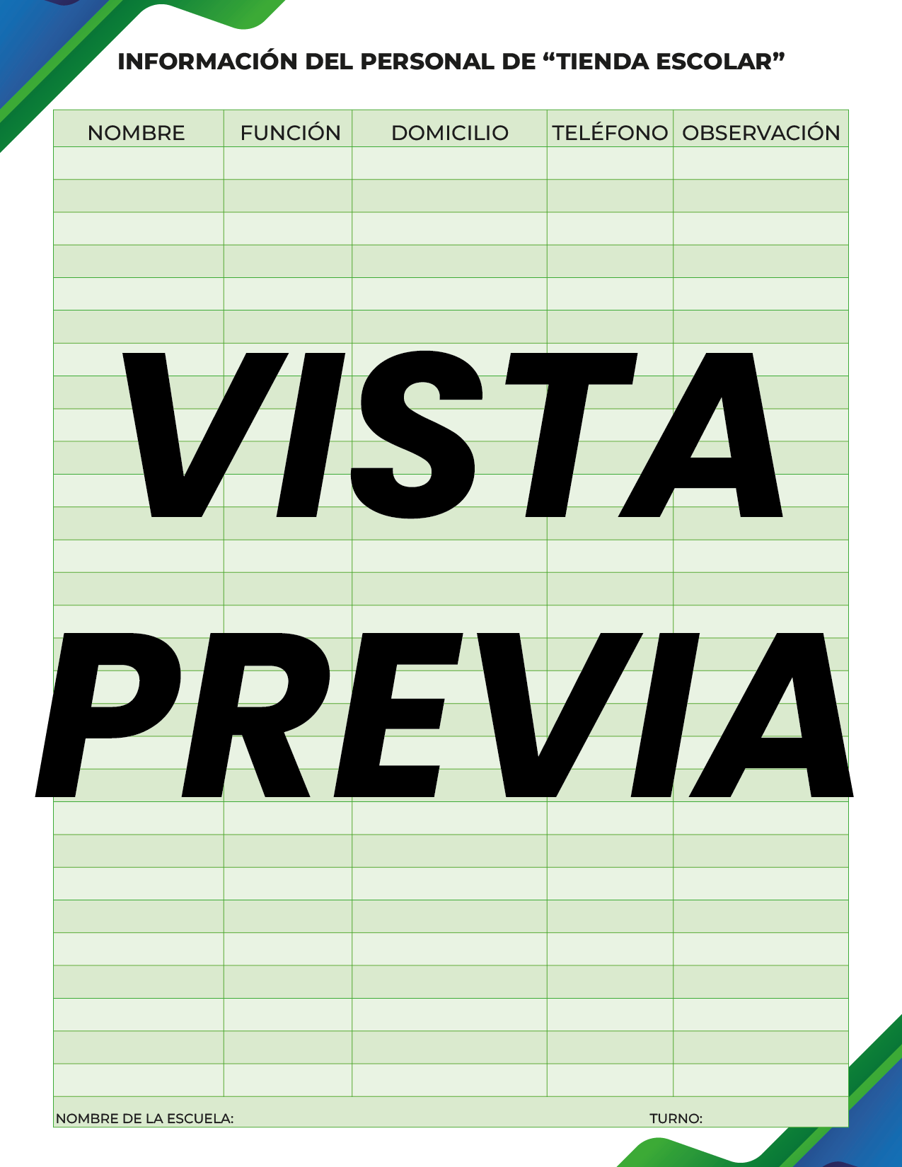 Agenda Formal Verde-azul SUPERVISOR Secundaria