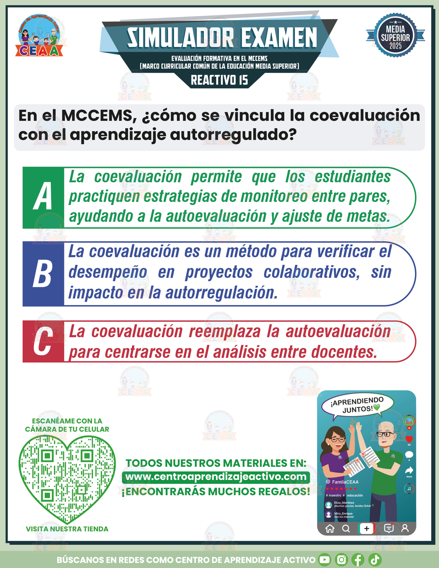 Simulador de Examen Evaluación Formativa en el MCCEMS (Marco Curricular Común de la Educación Media Superior) - Media Superior