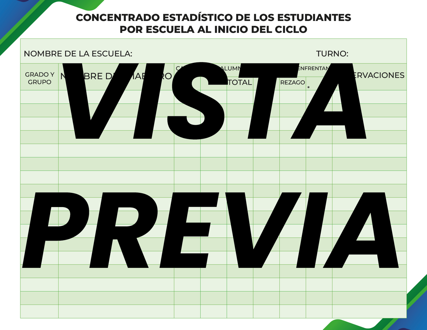 Agenda Formal Verde-azul SUPERVISOR Secundaria