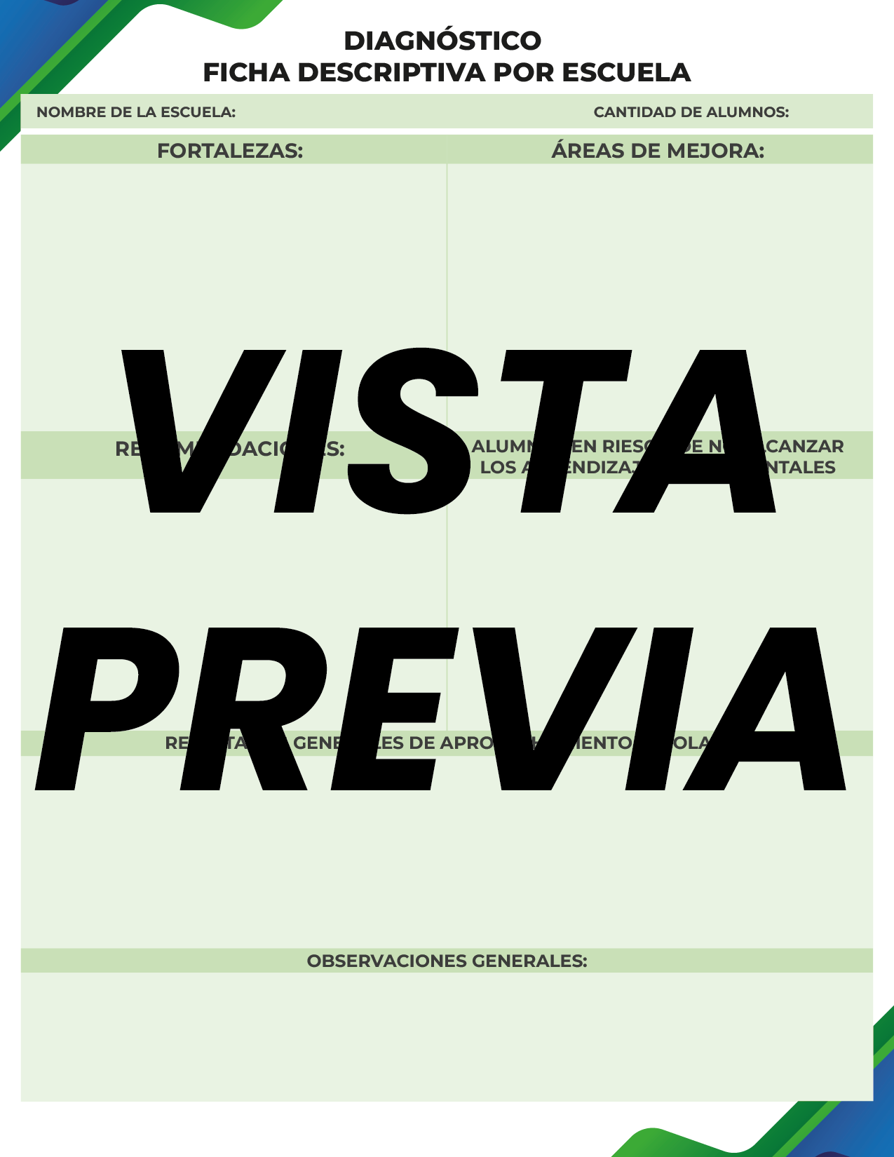 Agenda Formal Verde-azul SUPERVISOR Secundaria
