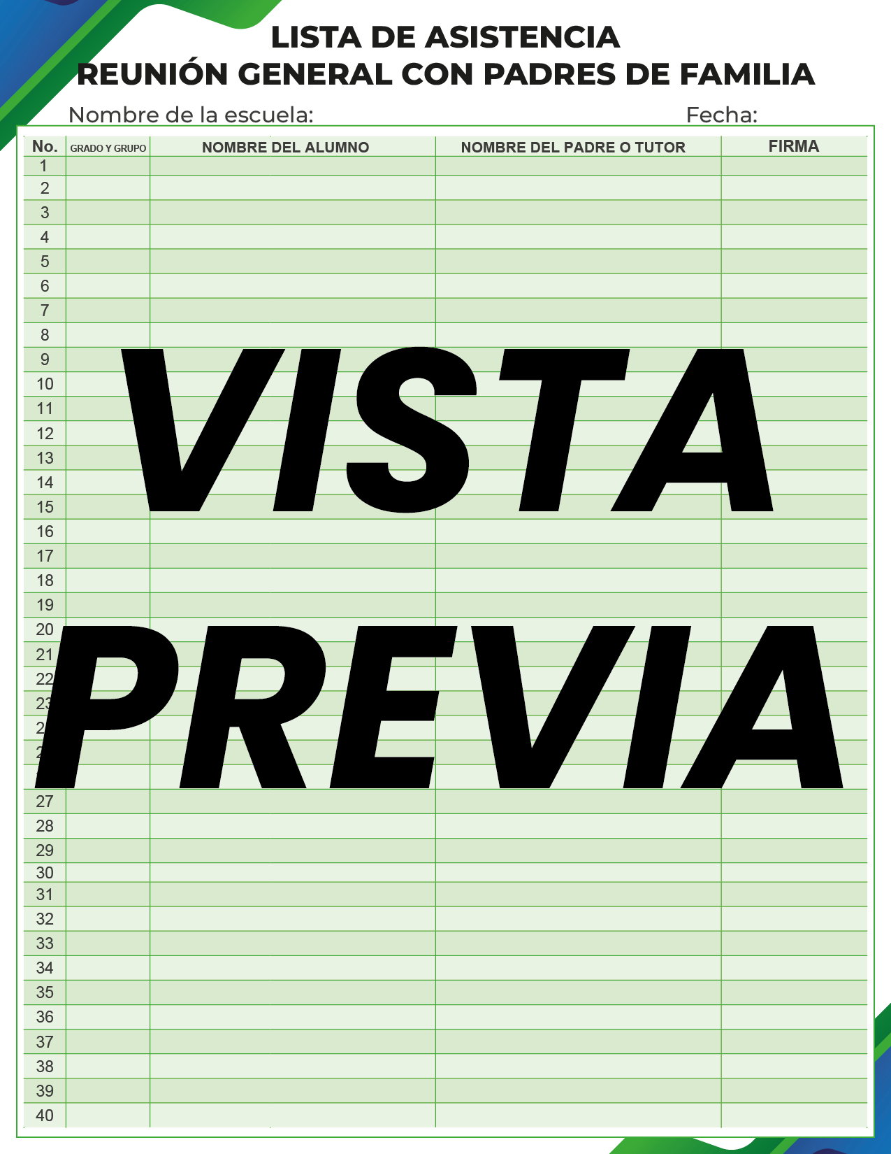 Agenda Formal Verde-azul SUPERVISOR Secundaria
