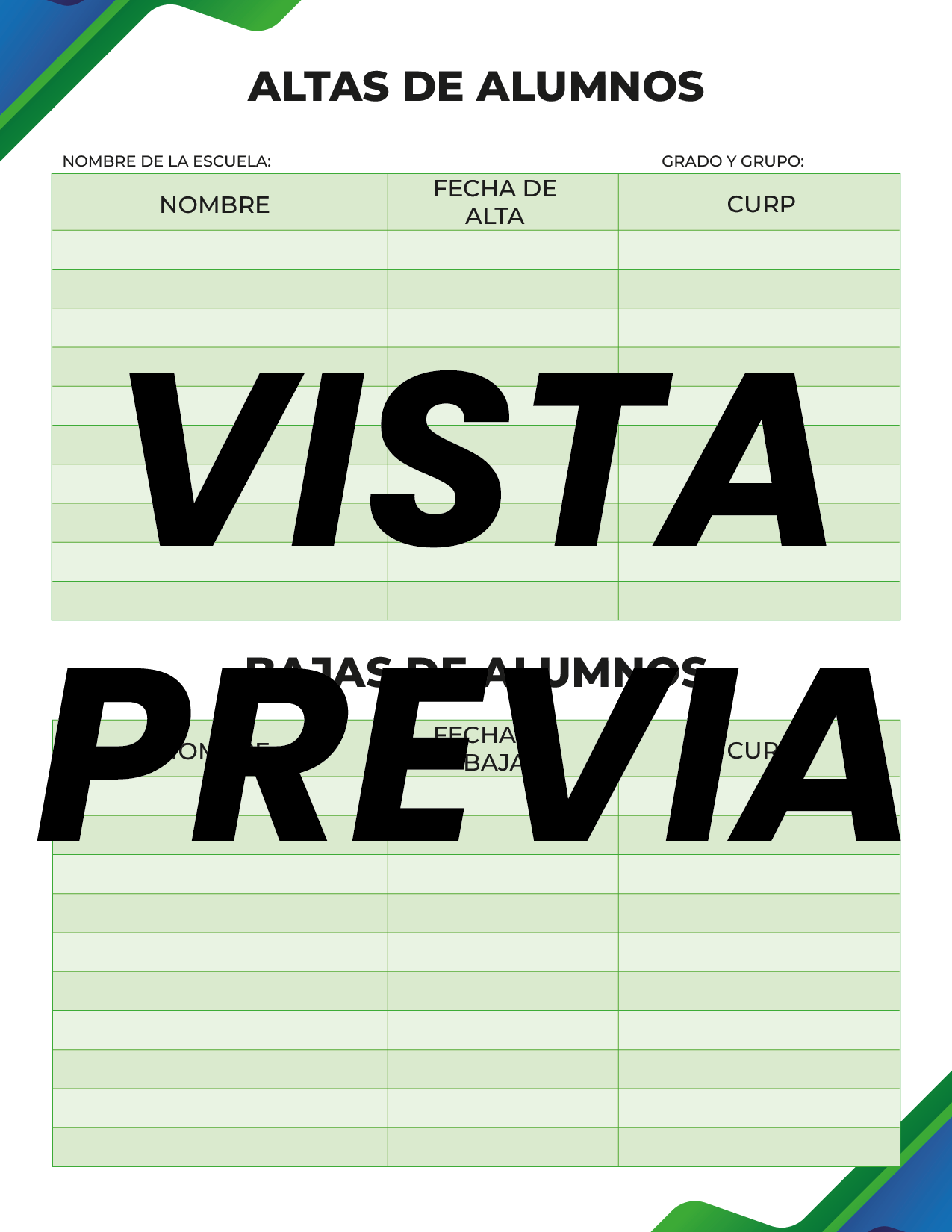 Agenda Formal Verde-azul SUPERVISOR Secundaria