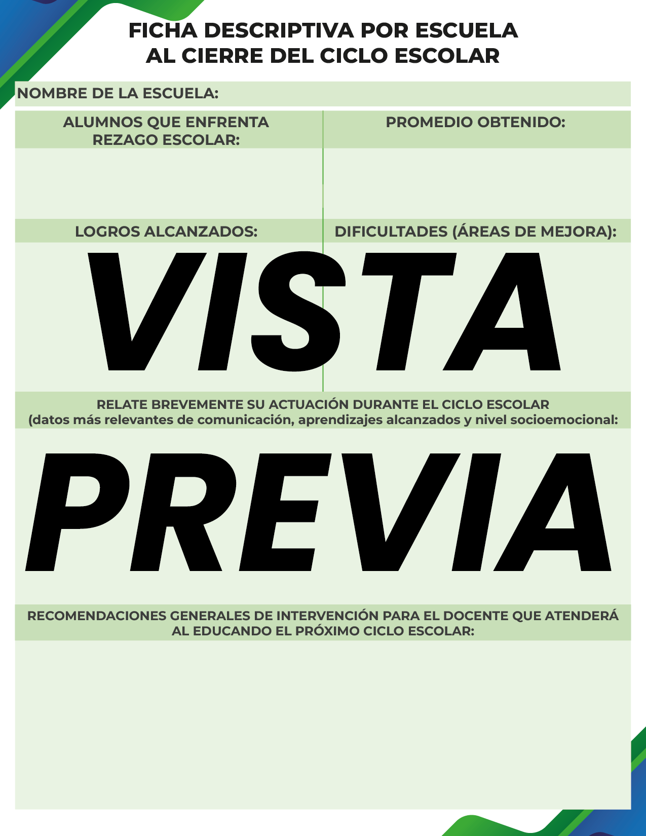 Agenda Formal Verde-azul SUPERVISOR Secundaria