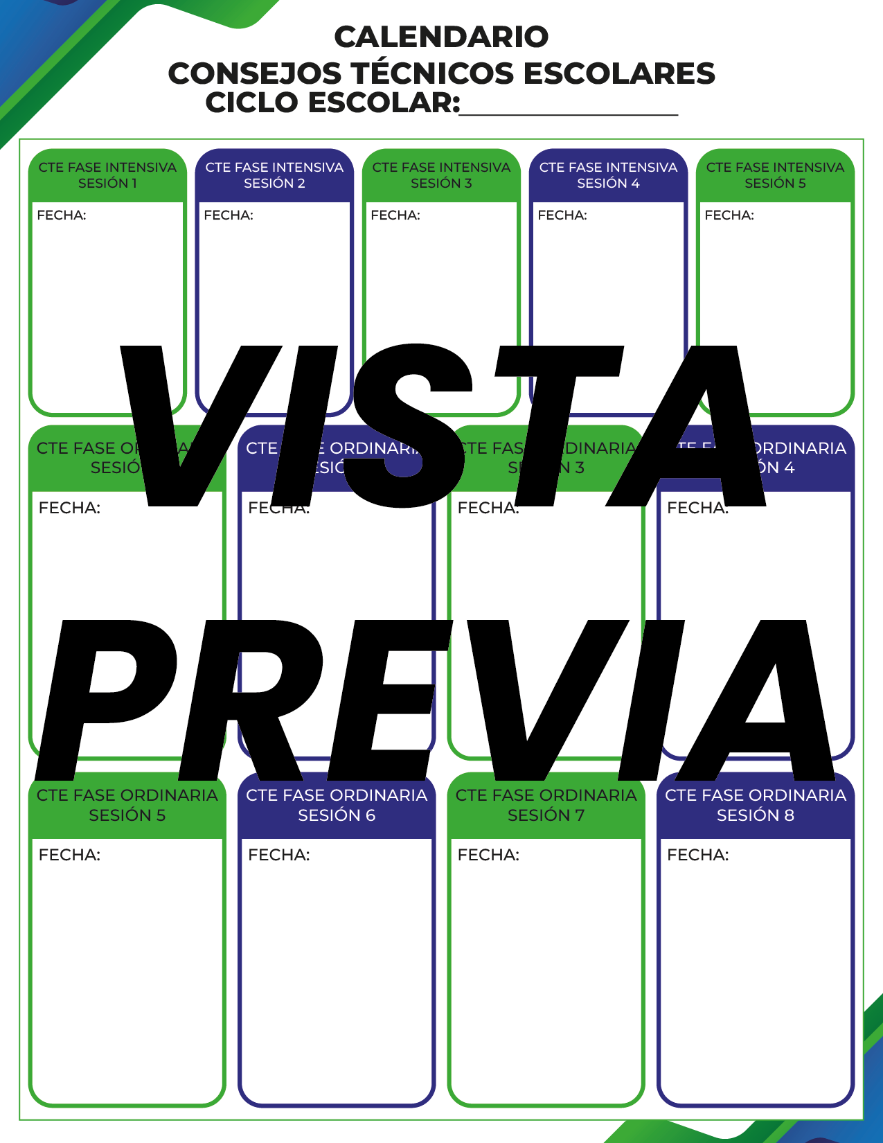Agenda Formal Verde-azul SUPERVISOR Secundaria