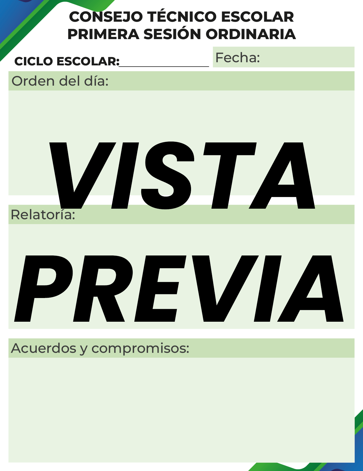 Agenda Formal Verde-azul SUPERVISOR Secundaria