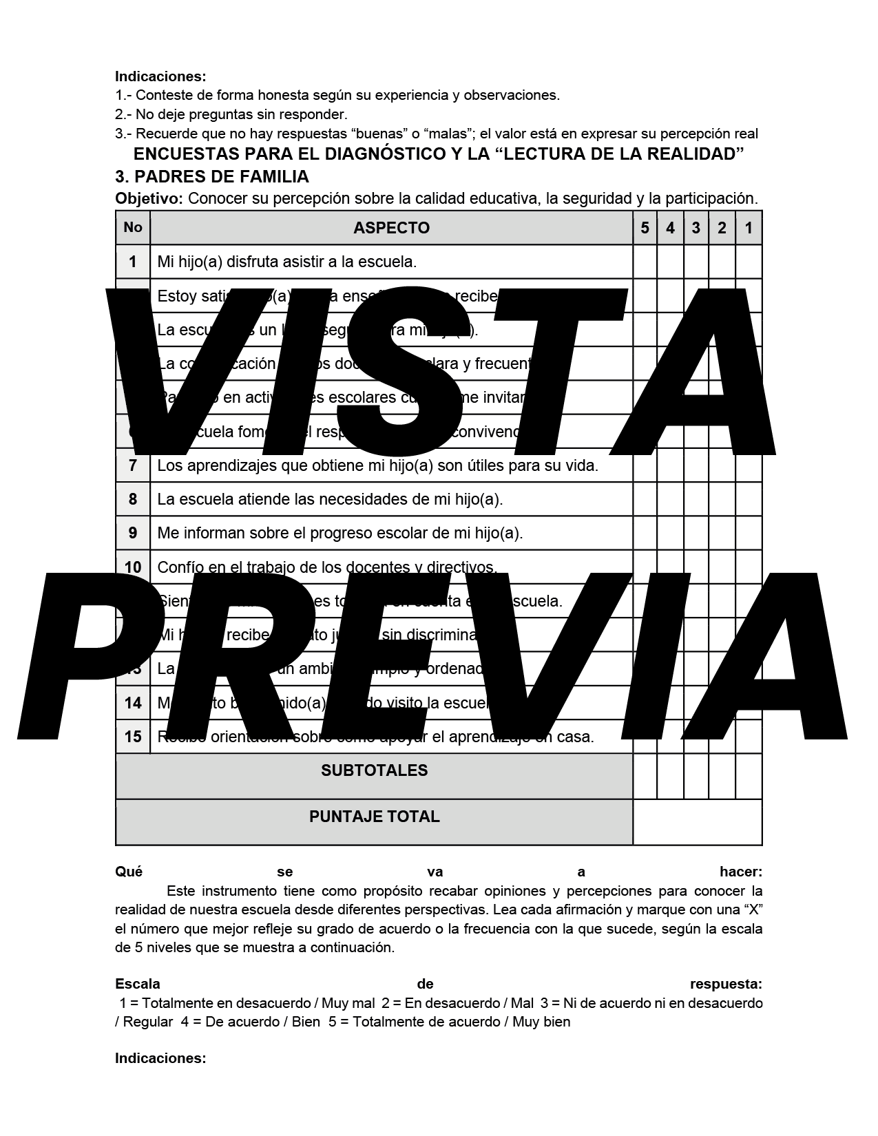 Encuestas para la Lectura de la Realidad (Editable en Word)