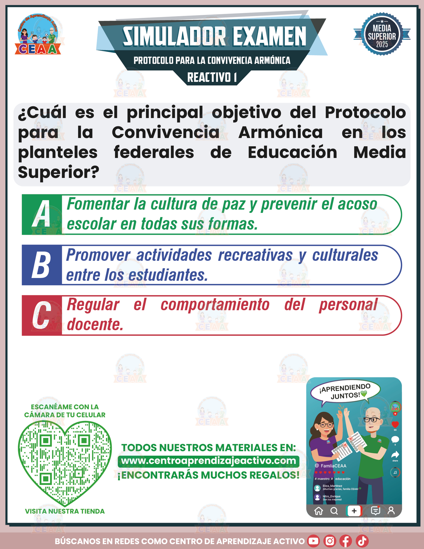 Simulador de Examen Protocolo para la Convivencia Armónica del Estudiantado en los Planteles Federales de Educación Media Superior - Media Superior