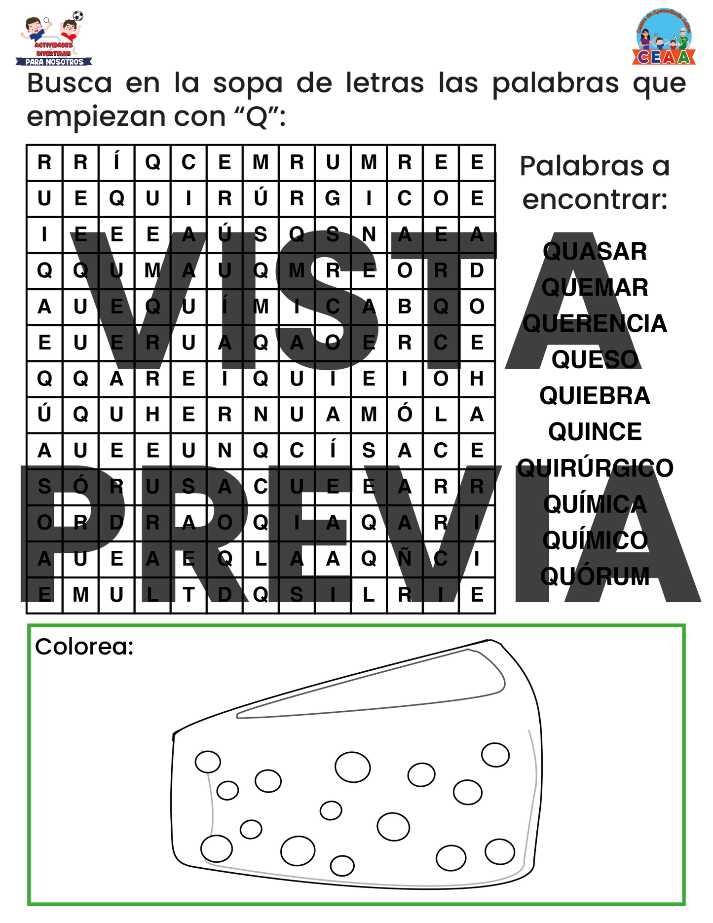 Sopa de letras del Abecedario
