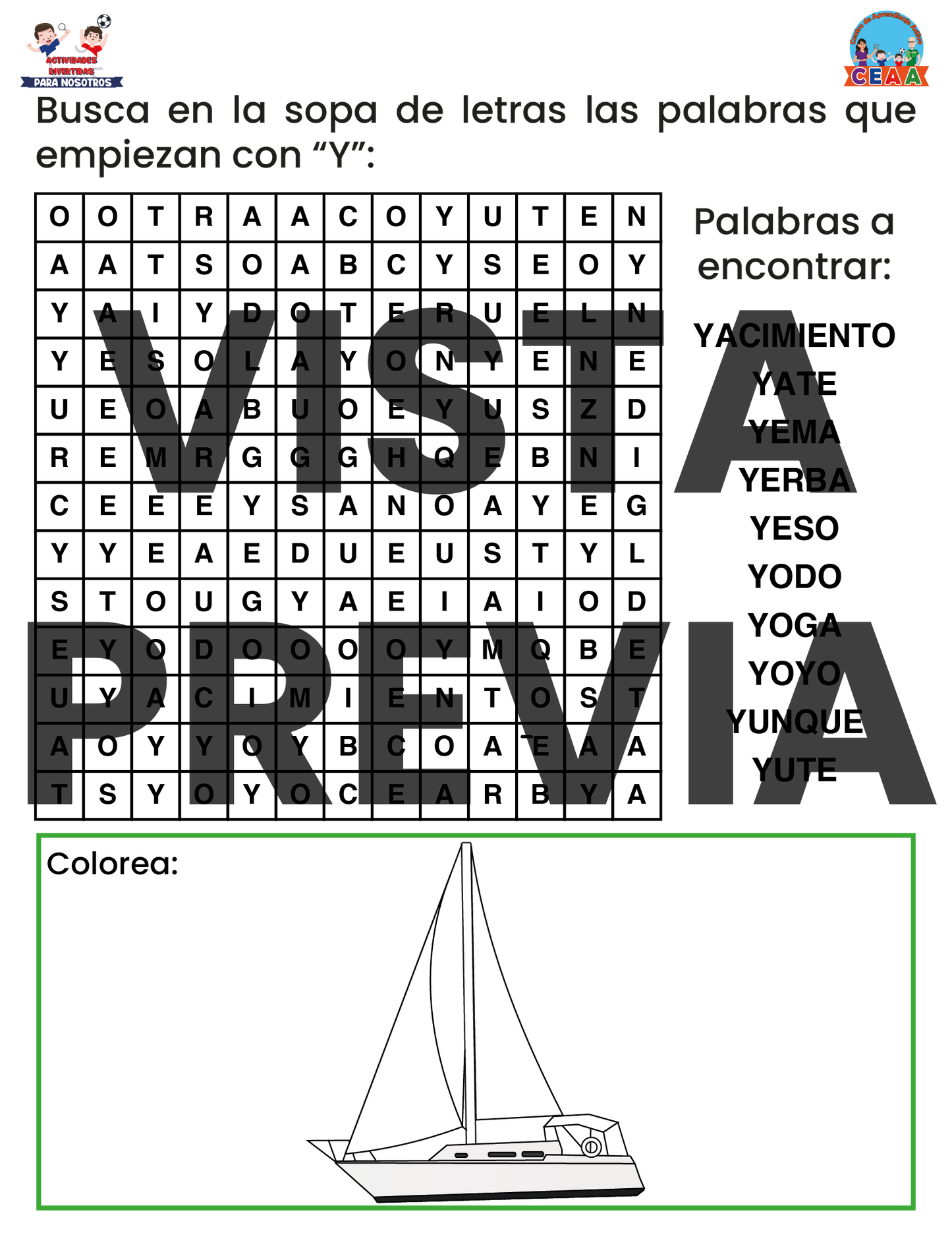 Sopa de letras del Abecedario