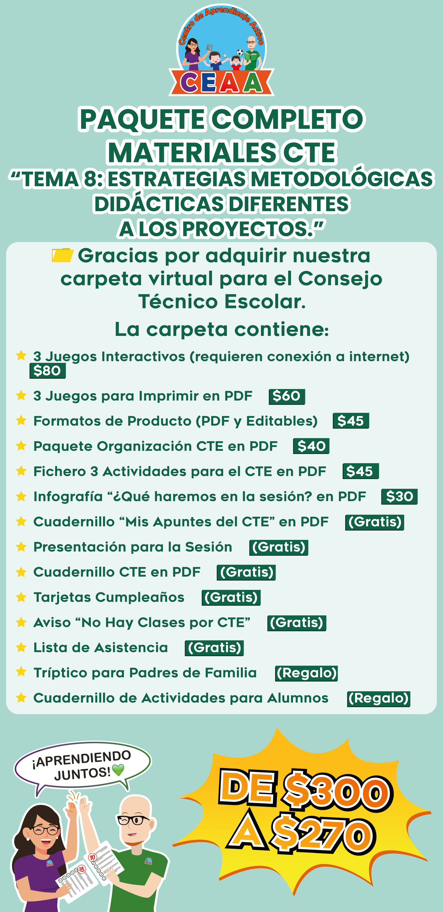 Paquete Completo Materiales CTE: TEMA 8: Estrategias metodológicas didácticas diferentes a los proyectos
