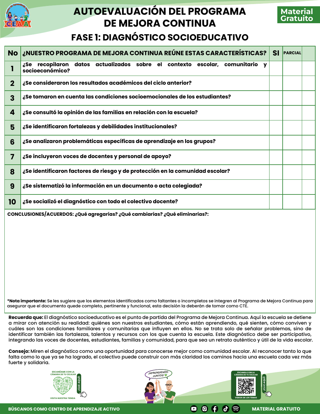 Autoevaluación del Programa de Mejora Continua | PDF gratuito 2026–2027