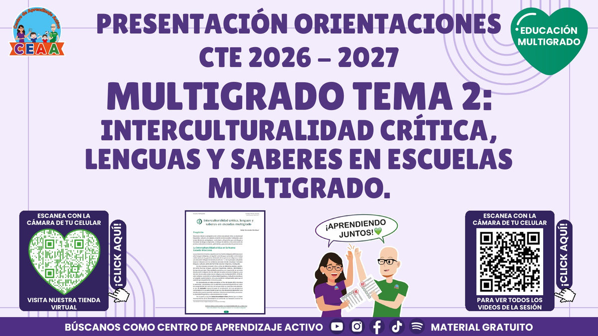 Presentación CTE 2026-2027 gratuita en PDF: Interculturalidad crítica, lenguas y saberes | Multigrado Tema 2