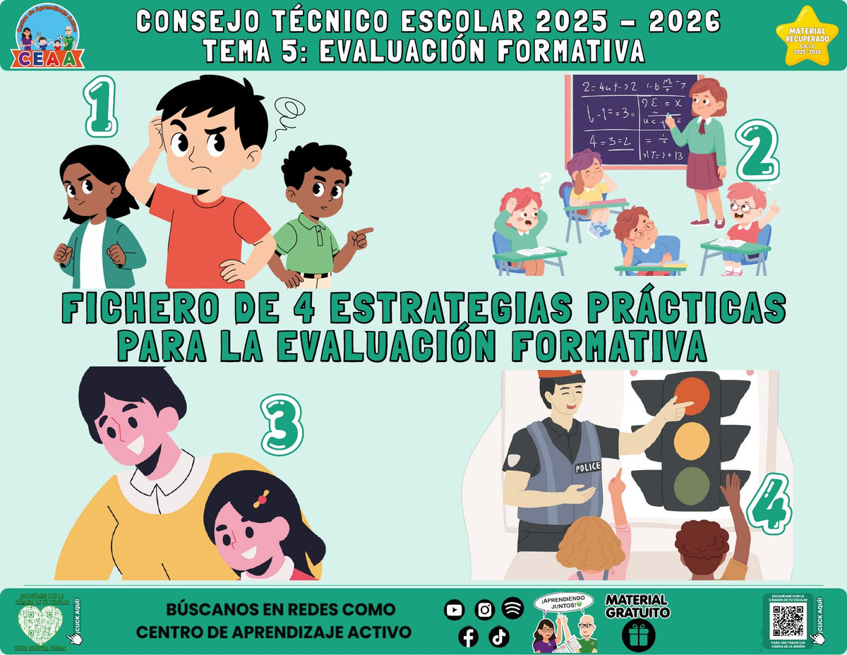 Portada del fichero de cuatro actividades sobre Evaluación formativa en PDF (Material recuperado 25/26)